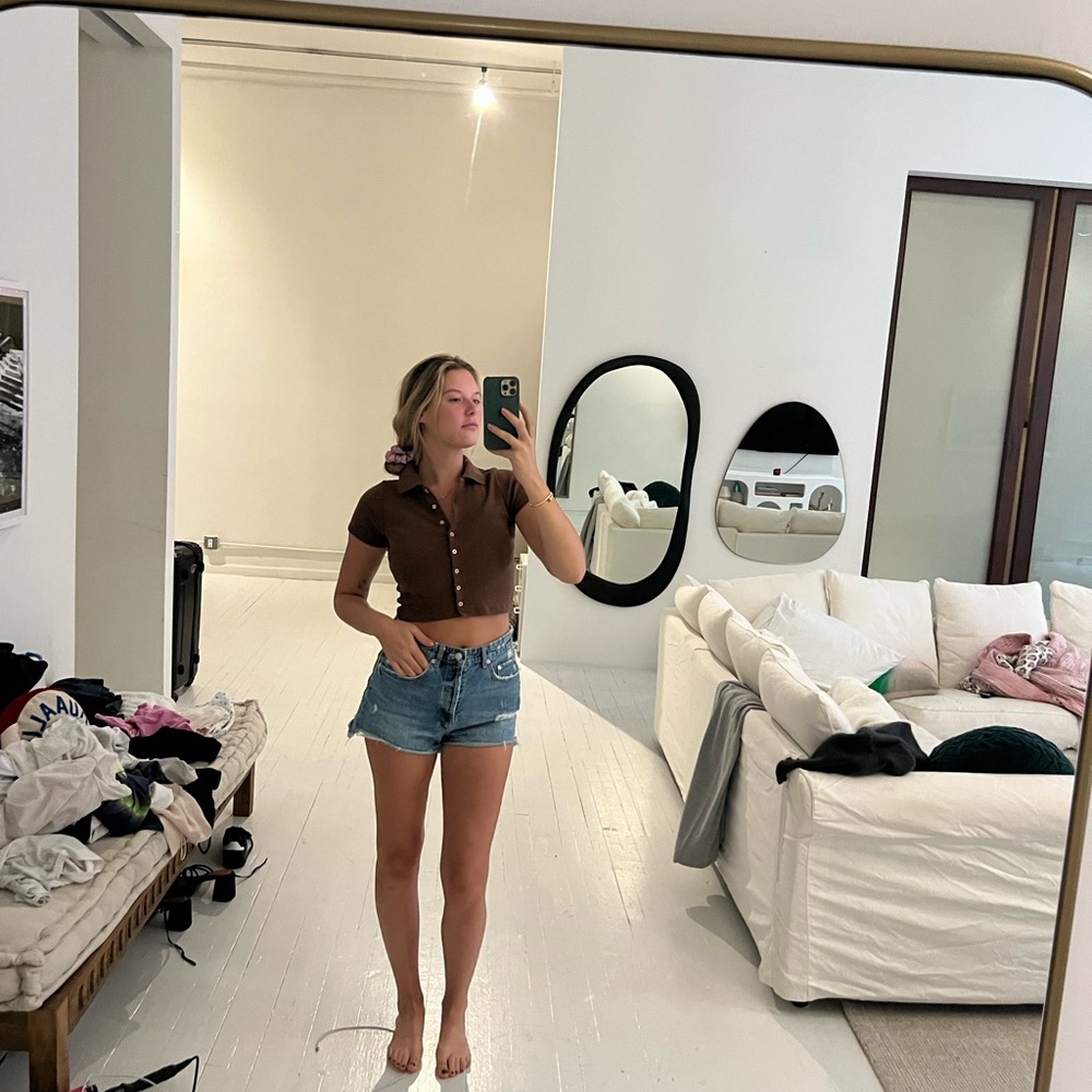 Brown polo crop